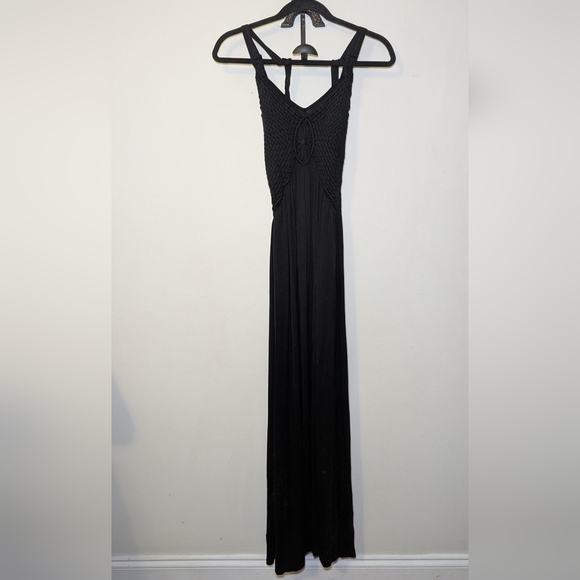 Soma Elegant Black Halter Maxi Dress with Crocheted Bodice Women's Size S - Picture 1 of 5